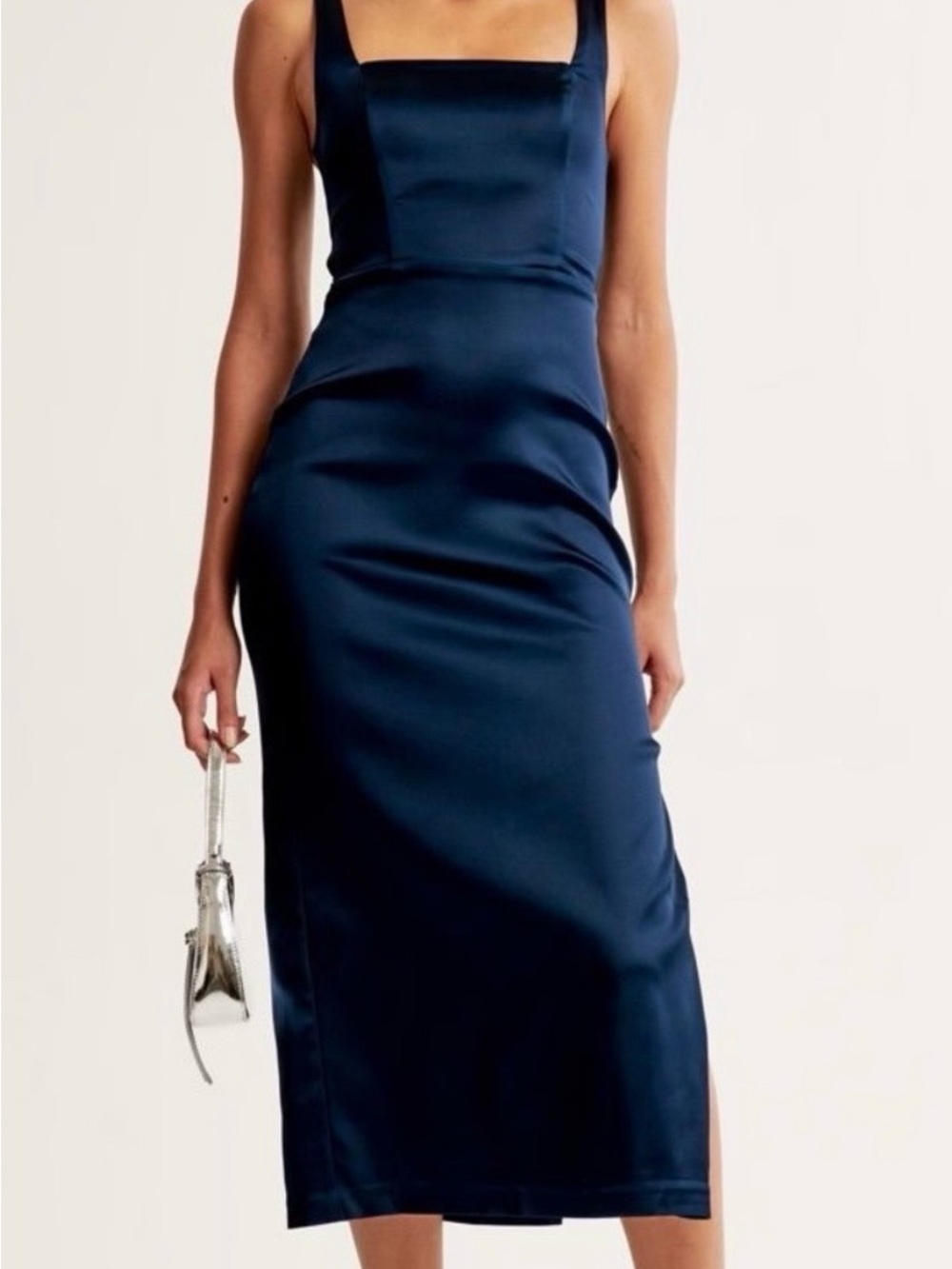 Abercrombie & Fitch Navy Sculpting Stretch Satin Dress - NWT